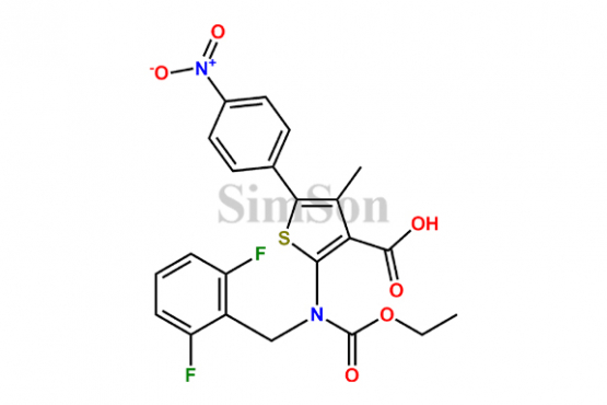 2-((2,6-difluorobenzyl)(ethoxycarbonyl)amino)-4-methyl-5-(4-nitrophenyl)thiophene-3-carboxylic acid