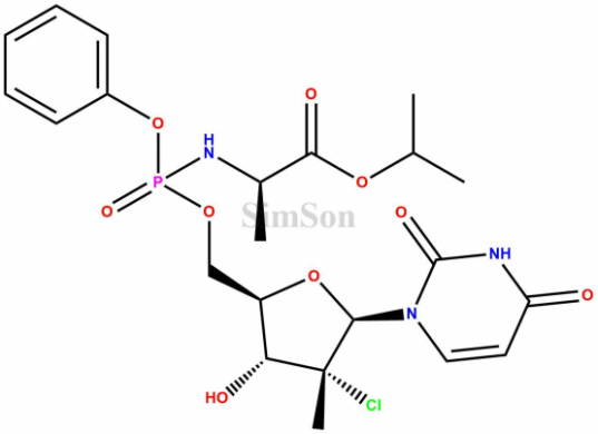 (2S)-isopropyl2-(((((2R,3R,4R,5R)-4-chloro-5-(2,4-dioxo-3,4-dihydropyrimidin-1(2H)-yl)-3-hydroxy-4-methyltetrahydrofuran-2-yl)methoxy)(phenoxy)phosphoryl)amino)propanoate