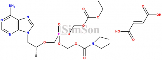 ((((((R)-1-(6-amino-9H-purin-9-yl)propan-2-yl)oxy)methyl)(((isopropoxycarbonyl)oxy)methoxy)phosphoryl)oxy)methyl diethylcarbamate fumarate