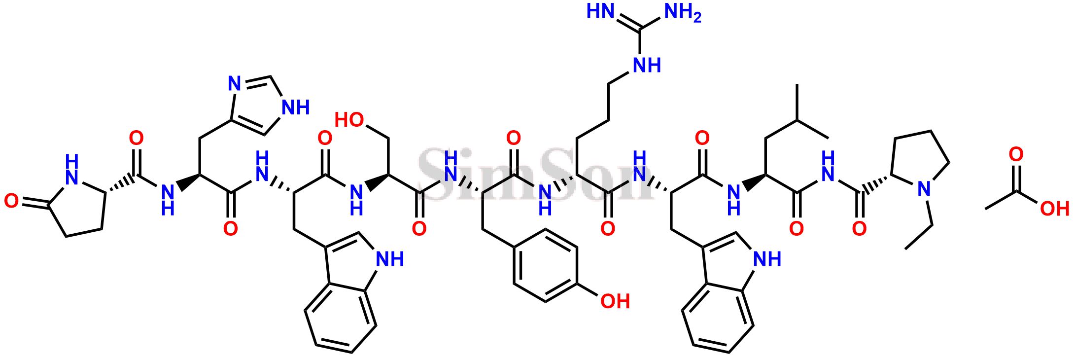 5-oxo-L-prolyl-L-histidyl-L-tryptophyl-L-seryl-L-tyrosyl-D-arginyl-L-tryptophyl-L-leucyl-N-ethyl-L-Prolinamide acetate