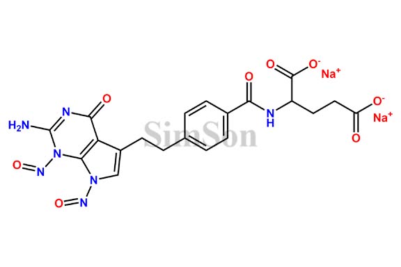 Sodium2-(4-(2-(2-amino-1,7-dinitroso-4-oxo-4,7-dihydro-1H-pyrrolo[2,3-d]pyrimidin-5-yl)ethyl)benzamido)pentanedioate