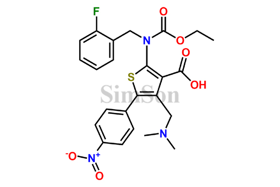 4-((dimethylamino)methyl)-2-((ethoxycarbonyl)(2-fluorobenzyl)amino)-5-(4-nitrophenyl)thiophene-3-carboxylic acid