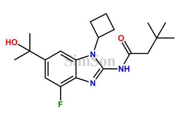 N-(1-Cyclobutyl-4-fluoro-6-(2-hydroxypropan-2-yl)-1H-benzo[d]imidazol-2-yl)-3,3-dimethylbutanamide