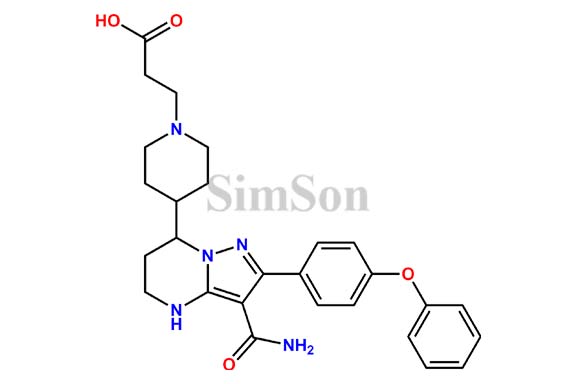 3-(4-(3-carbamoyl-2-(4-phenoxyphenyl)-4,5,6,7-tetrahydropyrazolo[1,5-a] pyrimidin-7-yl)piperidin-1-yl)propanoic acid